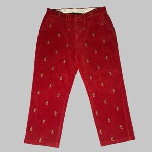 Vintage Polo Ralph Lauren Men's 36x25.5 Red Corduroy Crest Embroidered Pants